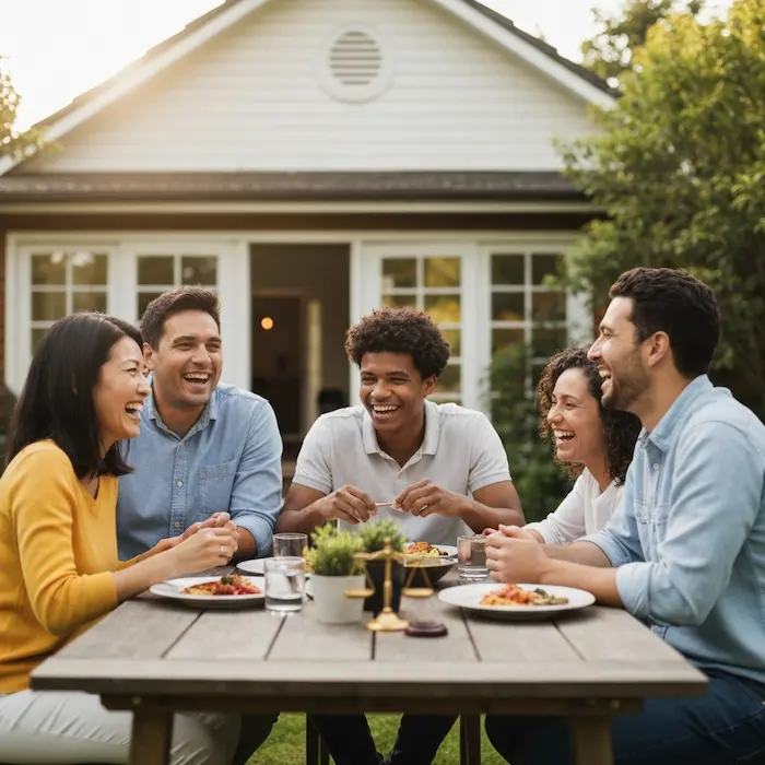 a family enjoying dinner together